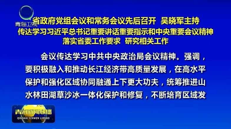 省政府黨組會議和常務會議先后召開 吳曉軍主持