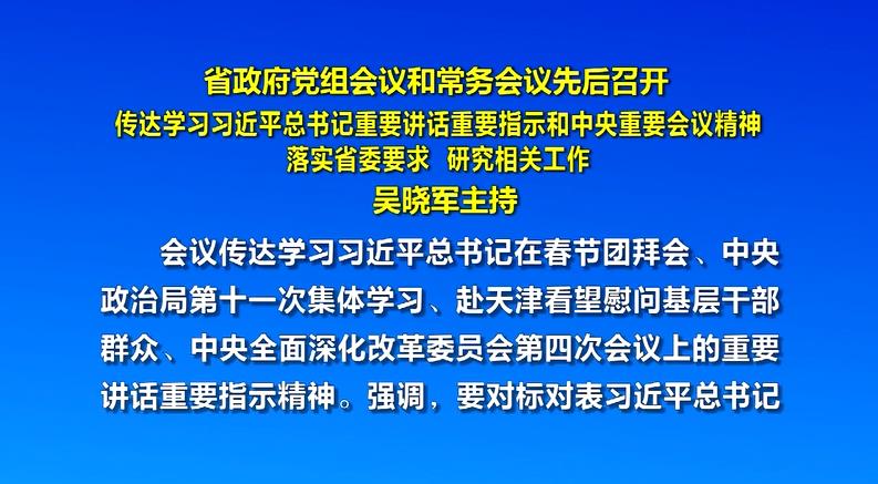省政府黨組會議和常務會議先后召開 吳曉軍主持