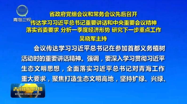 省政府黨組會議和常務會議先后召開 吳曉軍主持