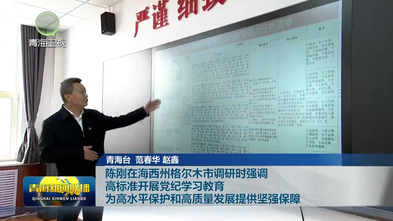 陳剛在海西州格爾木市調研時強調 高標準開展黨紀學習教育 為高水平保護和高質量發展提供堅強保障