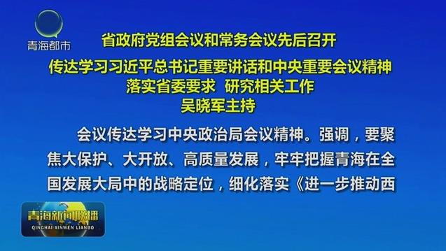 省政府黨組會議和常務會議先后召開 吳曉軍主持